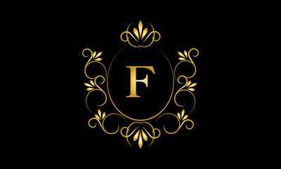 Stylish elegant monogram with initial letter F, elegant modern logo design