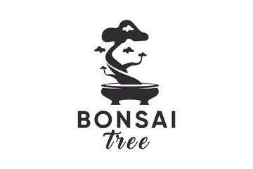 Maple Oak Tree vector silhouette icon bonsai logo design