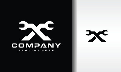 letter X wrench logo