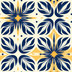 Simple Scandinavian folk tile seamless pattern light yellow and dark blue colors. Perfect for posters, brochure, coupon , flyer ,ad design, wallpaper or background.