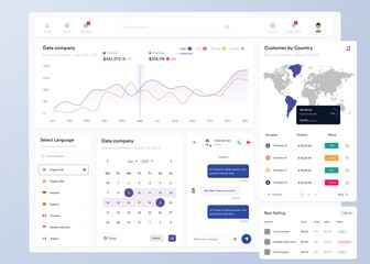 UI UX Infographic dashboard. UI design with graphs, charts and diagrams. Web interface template