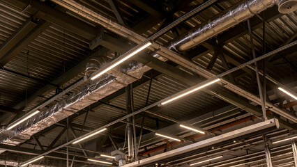 Fototapeta premium lamps with diode lighting in a modern warehouse