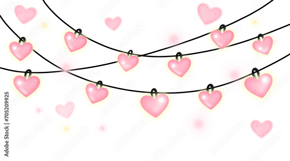 Wall mural heart pink light string halo valentines day clipart - Wall murals