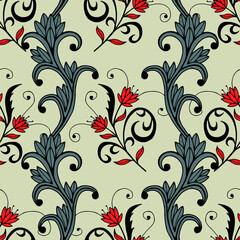 Seamless decorative pattern of floral elements. Vector stock illustration eps 10.