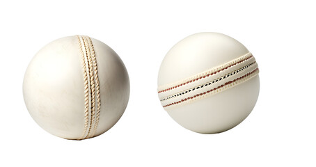 white leather cricket ball - on transparent background cutout - Generative AI	