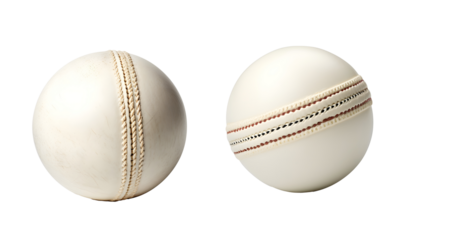 white leather cricket ball - on transparent background cutout - Generative AI	