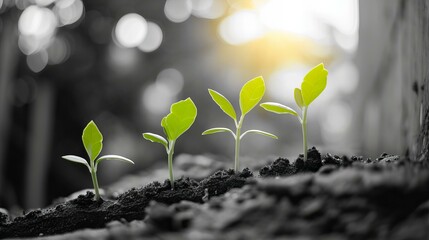 Plants growing from the soil in the forest concept of patient