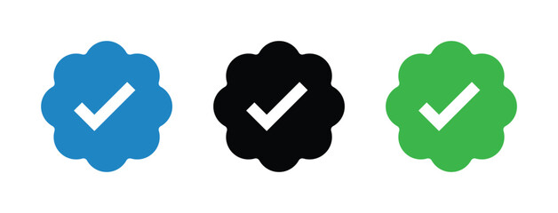 Fototapeta premium Verified Social Media Badge Icons Set - Symbols for Authenticity and Trust