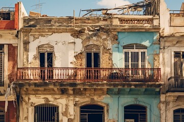Fototapeta na wymiar deteriorated building in Old Havana