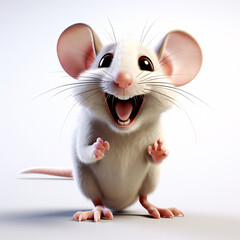 Mouse  Portraite of Happy surprised funny Animal head peeking Pixar Style 3D render Illustration