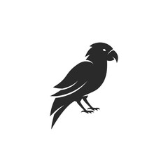 Parrot logo. Parrot silhouette for Emblem design. Simple Parrot symbol. Vector illustration
