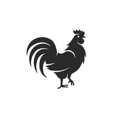 Rooster logo. Chicken silhouette for label, emblem design. Simple Rooster symbol. Vector illustration - obrazy, fototapety, plakaty
