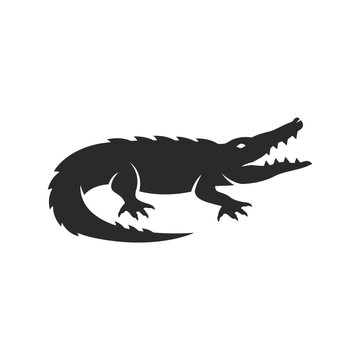 Crocodile logo. Crocodile silhouette for Emblem design. Simple Crocodile symbol. Vector illustration