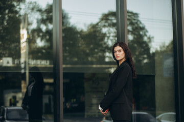 Portrait of young business woman outdoor