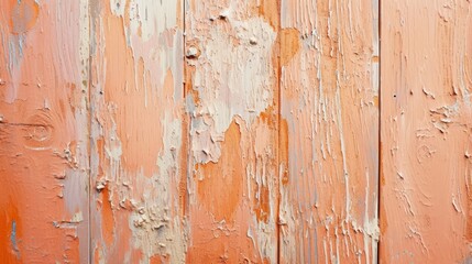 Background with texture of old rough shabby wooden planks, painted in peach fuzz color