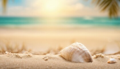 Fototapeta na wymiar Landscape with shells on tropical beach