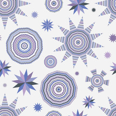 Fototapeta premium Striped seamless white pattern with distinctive figures of wavy lines in pastel retro colors. Vector image