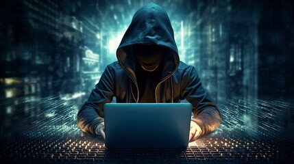 hacker using laptop