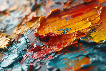 Close-p of colorful oil paint strokes, abstract painting in vibrant colors, artistic background, ai...
