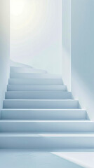 Obraz premium white staircase ascending towards a bright light, symbolizing progress, growth, and the journey towards self-development or enlightenment