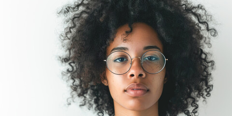 Portrait of a Young African American Woman with Glasses