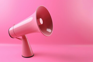 Glossy pink megaphone, woman rights concept, generative ai
