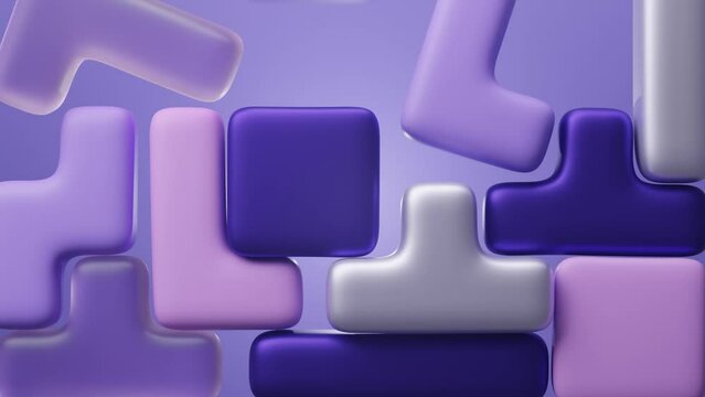 3d abstract looped background with alpha channel.Falling pieces from Tetris.