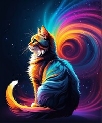 Cat in neon colors