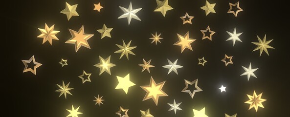 golden stars - 3d
