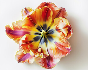 Colorful tulip on white background.
