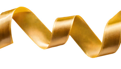 Beautiful glitter gold ribbon tape curl on Transparent Background. Ai generated 