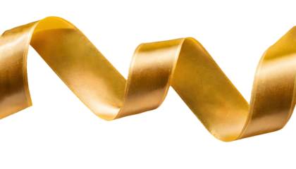 Beautiful glitter gold ribbon tape curl on Transparent Background. Ai generated 
