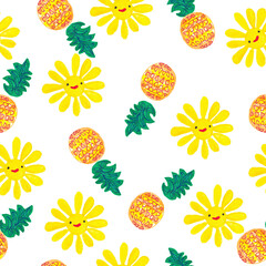 Beautiful seamless pattern seamless pattern baby sun and pineapple design for fashion, fabric, textiles and all prints