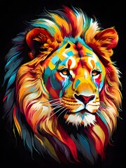 lion portrait colors.  Generative AI.