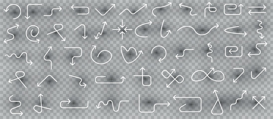 A collection of vector arrows that provide a clean and modern design. These arrows have a linear thin shape and can be used as web design elements, social network icons or graphic projects.