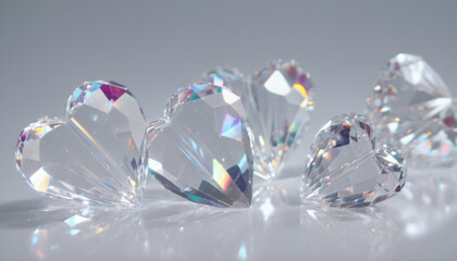 Crystal Facets with Rainbow Heart Reflections