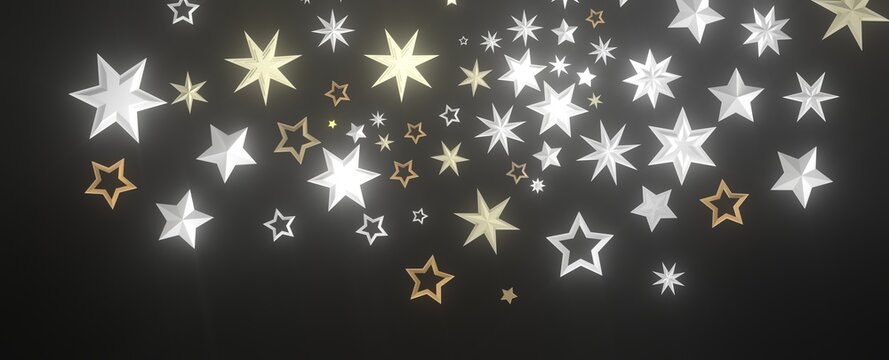 XMAS stars background, sparkle lights confetti falling. magic shining Flying christmas stars on night