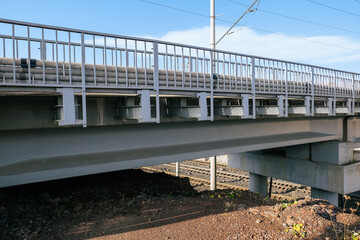 Obraz premium Bridge structures of two-level intersection of multi-track railways