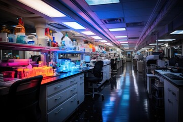 Scientists research collaborative laboratory drugs., generative IA