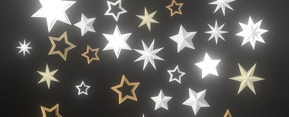 Galactic Christmas Descent: Enthralling 3D Illustration of Falling Holiday Stars from the Cosmos