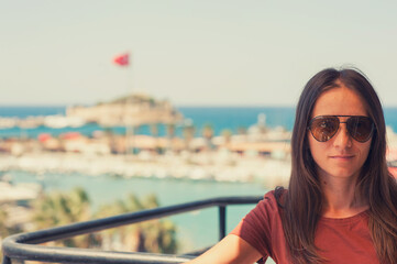 A young tourist woman in Kusadasi, Turkey