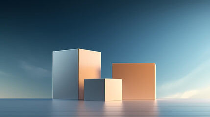 Simple product booth, podium, stage, product commercial photography background, cosmetics booth, 3D rendering