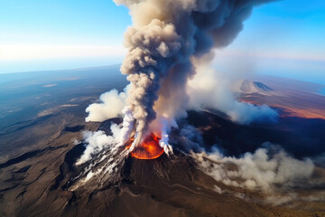 Dramatic Drone View of Erupting Volcano
