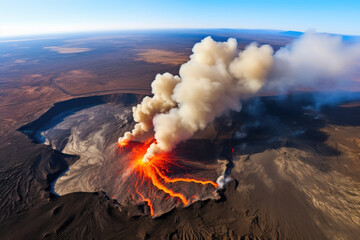 Mesmerizing Aerial View of Smoking Volcano