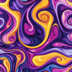 Psychedelic Eddies: Purple and Yellow Swirls