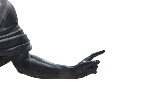 Arm and hand of a statue ponting in png