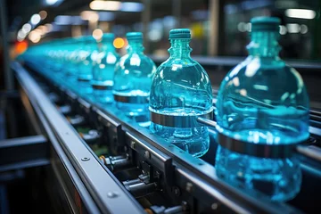 Foto op Plexiglas Bottles flow in mineral water bottling line., generative IA © Rosenei