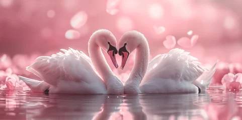 Fototapeten a pair of swans are kissing © Katrin_Primak