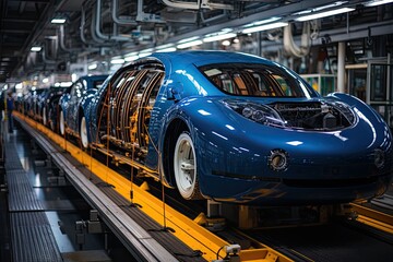 Agile cars tested on the intense factory track., generative IA