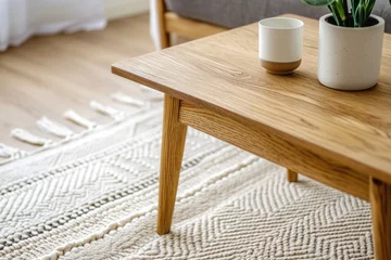 Deurstickers Scandinavian solid wood coffee table © DK_2020